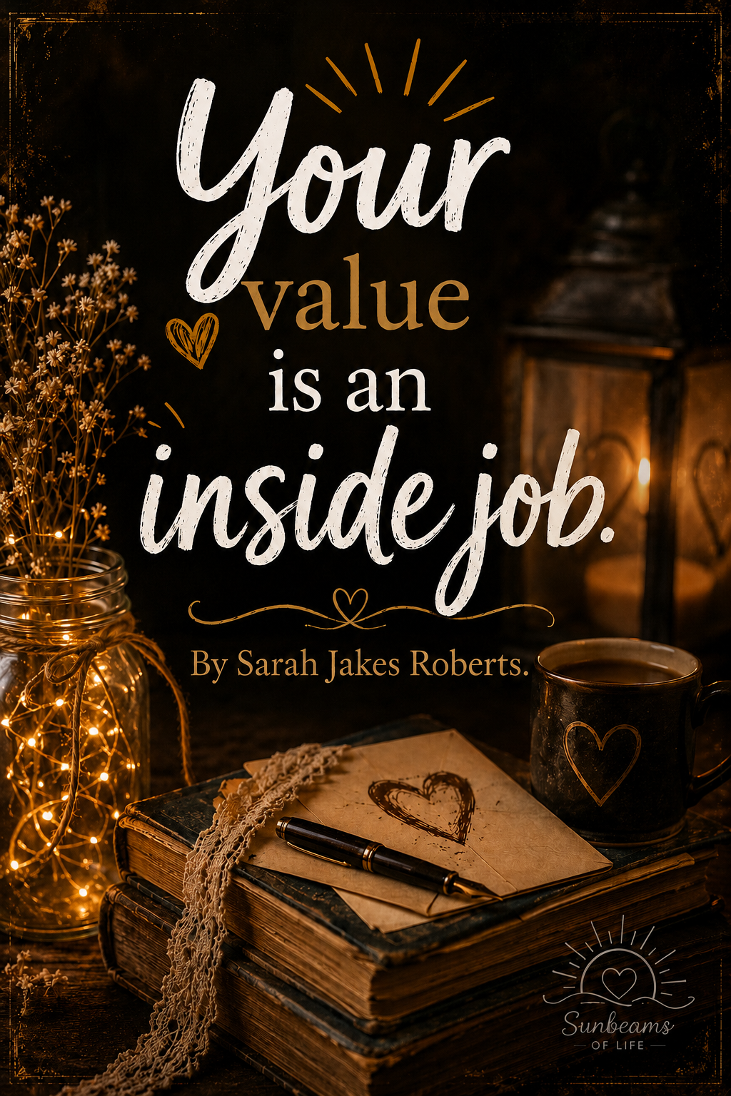 Your value is an inside job, shown in a warm candlelit scene.